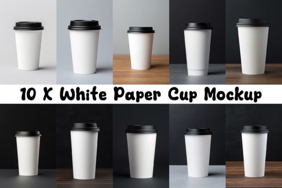 10 X White Paper Cup Mockup