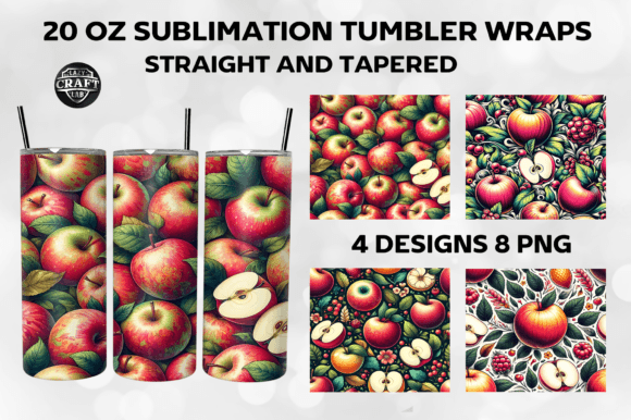 Apples Skinny Tumbler Wrap 20oz PNG