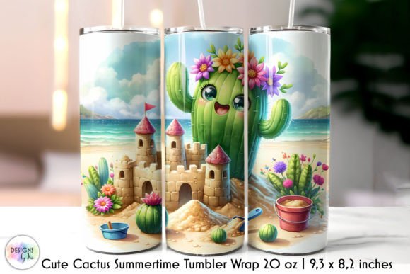 Cactus on the Beach Tumbler Wrap Design