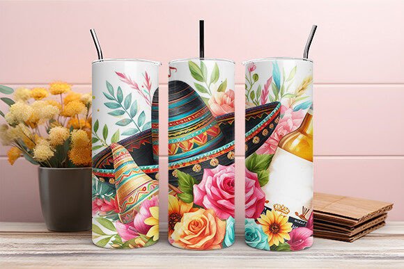 Cinco De Mayo Floral Tumbler Wrap