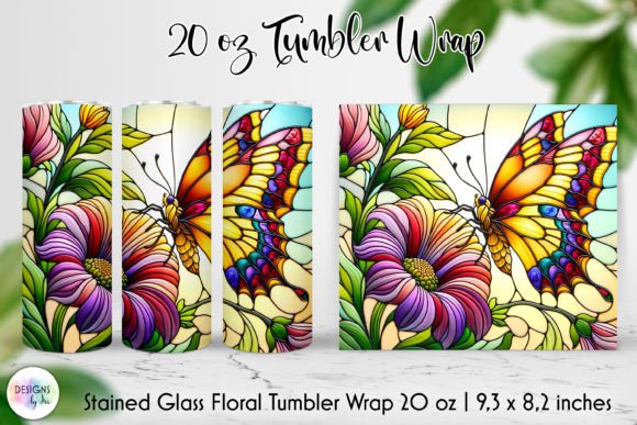 Stained Glass Butterfly Tumbler Design